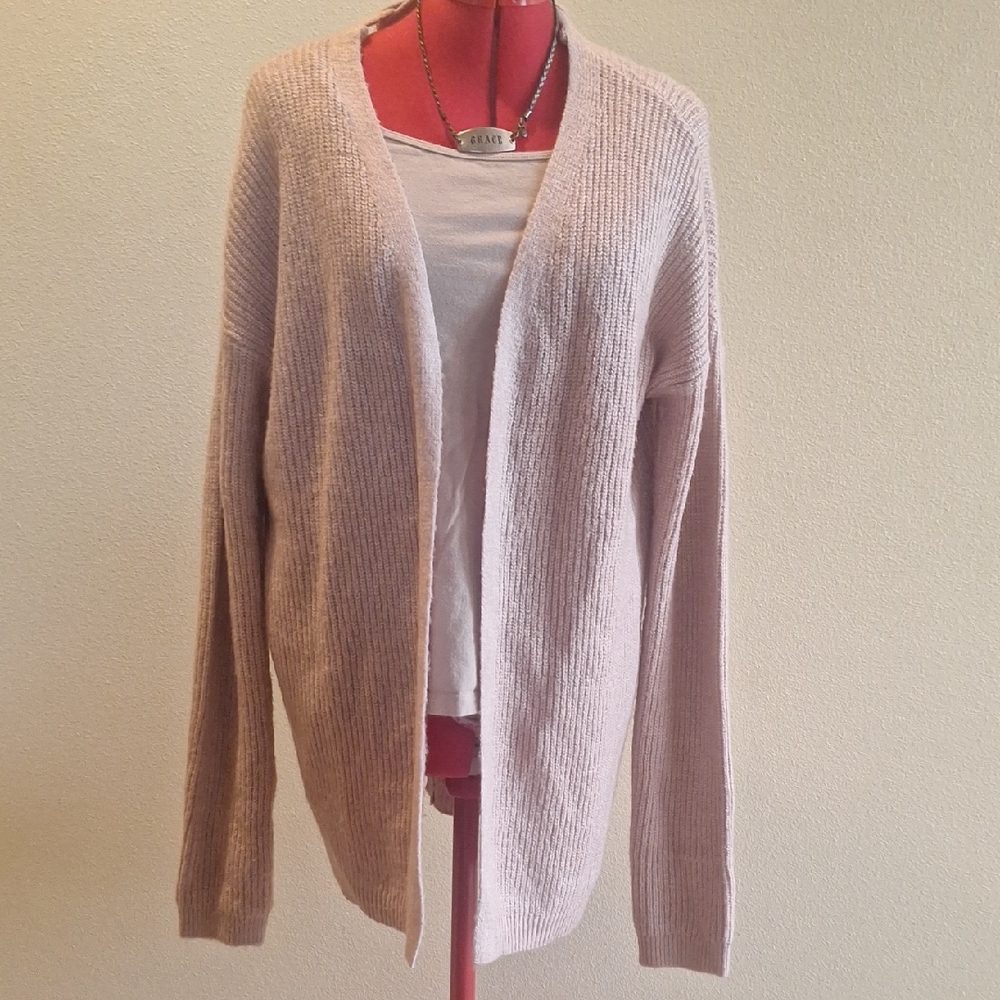 Maurices Women's Light Pink Cardigan W/ Braided Reverse Side Down Middle Size M